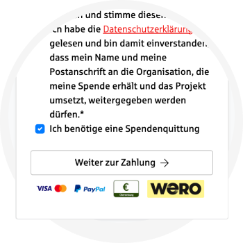 Wir spenden – Sie sagen wohin. Spendenquittung anfordern